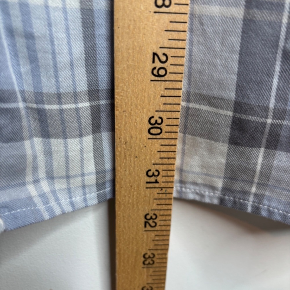 J Jill Plaid Top 2X Purple Button Up Roll Tab Minimalist Preppy Neutral Spring - Picture 7 of 10